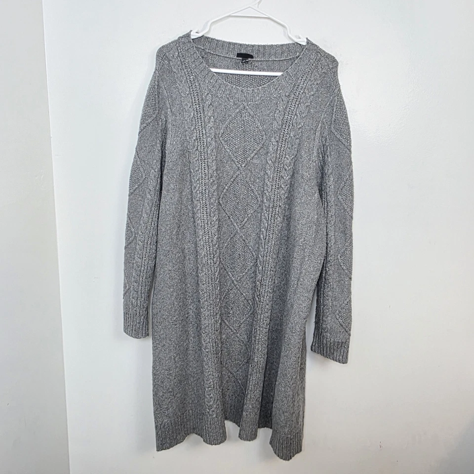 Torrid Gray Cable Knit At The Knee Thick Winter Cute Sweater Dress Size 3X - Image 2 of 4