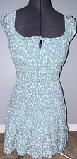 Trixxi Light Blue Floral Ruffle Tie Mini Dress Scoop Neck Cap Sleeve Size M