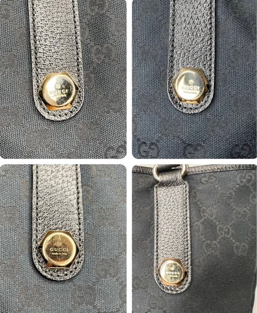 GUCCI GG Canvas Tote Bag Leather Black Authentic Designer Shoulder Purse thumbnail 7