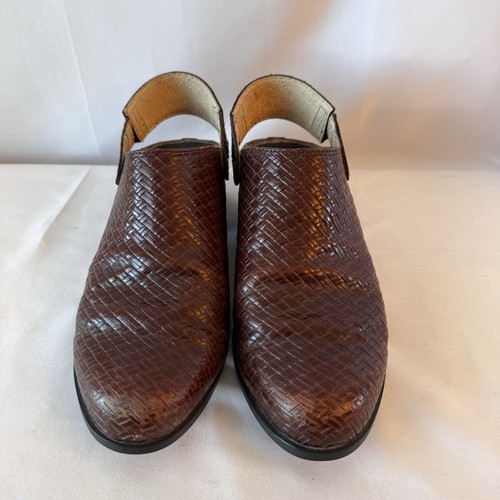 Ariat Womens Brown Woven Leather Slingback Mules - 7.5B EUC Slip On Western - Picture 4 of 7