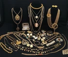 Stunning Gold Toned Vintage Jewelry Lot Signed Monet Trifari Comuto Voventry