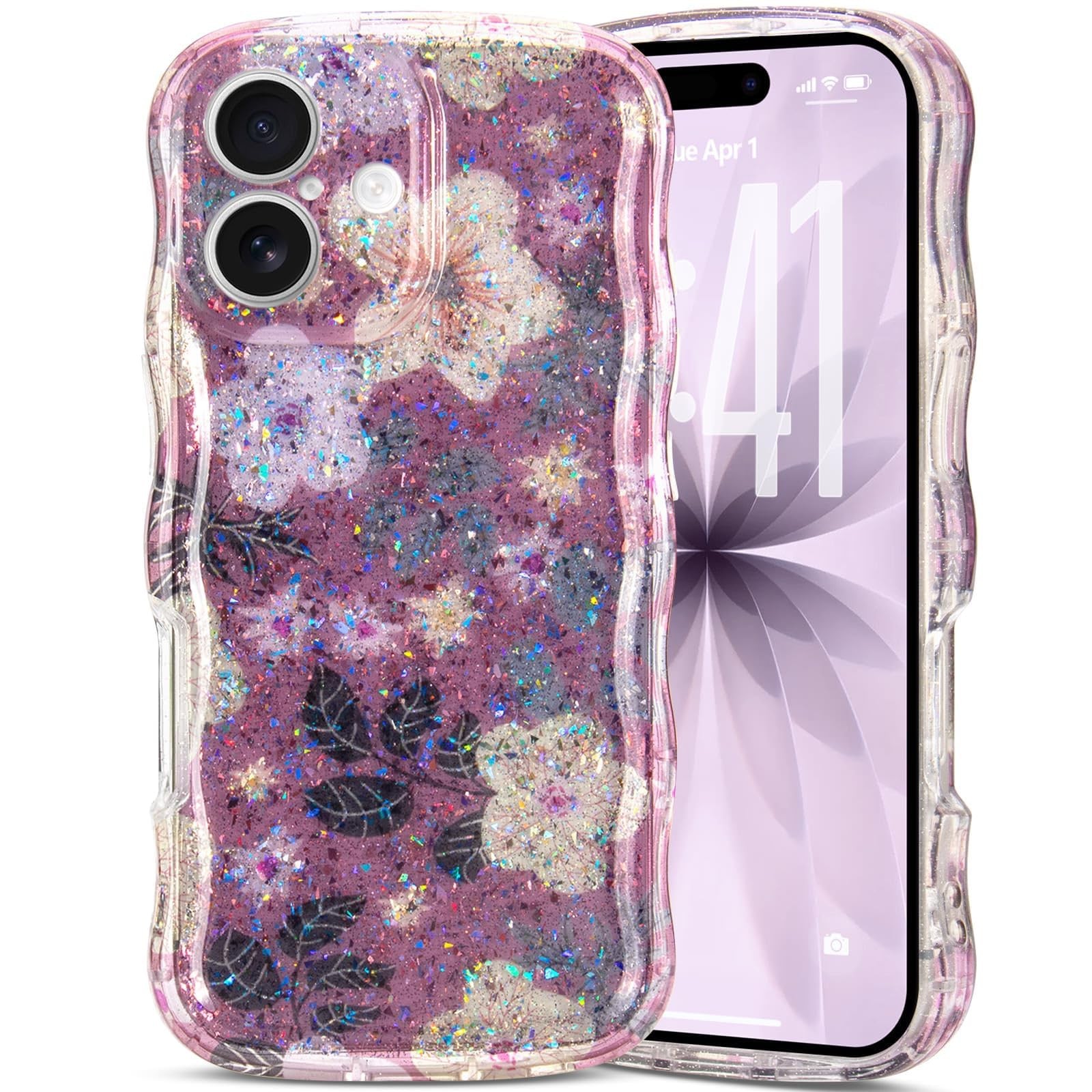 Coque iPhone 17 anti-dérapante transparente fleurie pour éviter les chutes