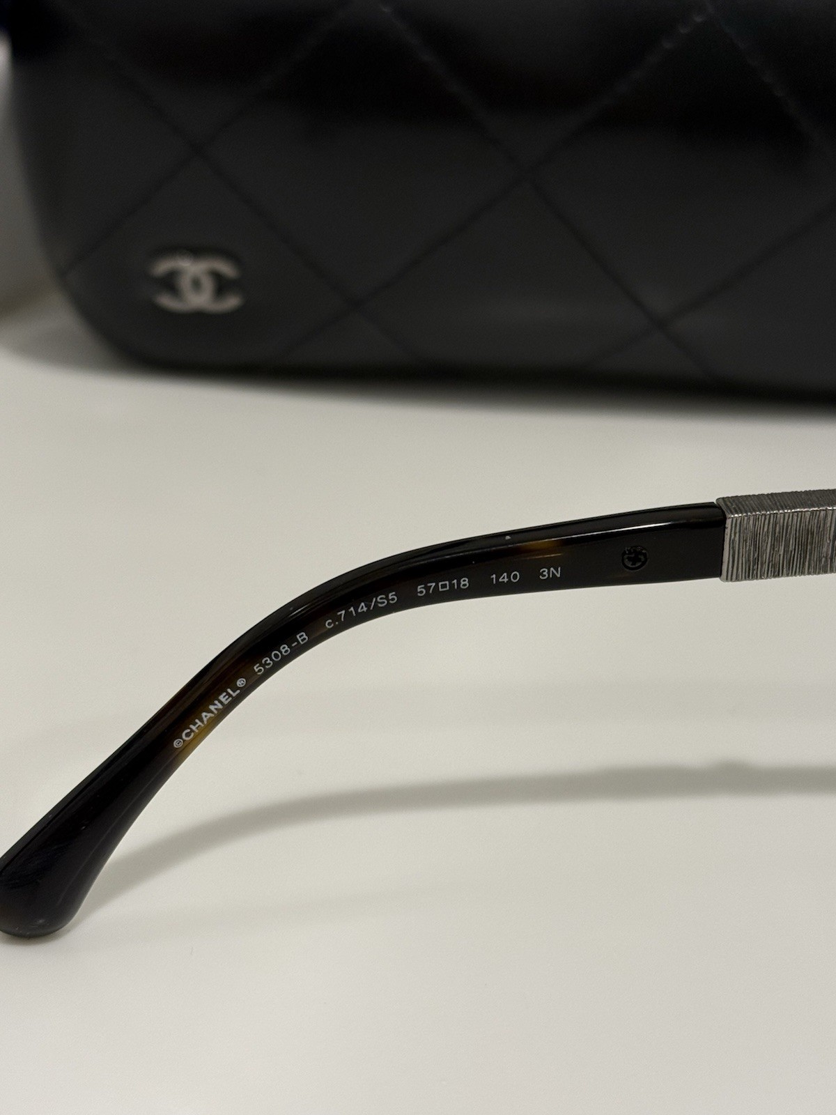 CHANELTortoise Shell Square Acetate Frame And Cry… - image 9