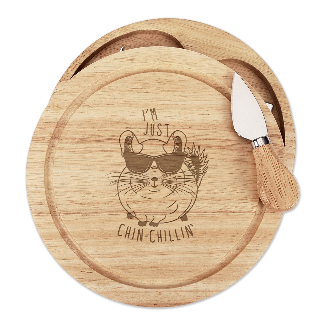 I'm Just Chinchillin' Chinchilla Cheese Board Knife Set Funny