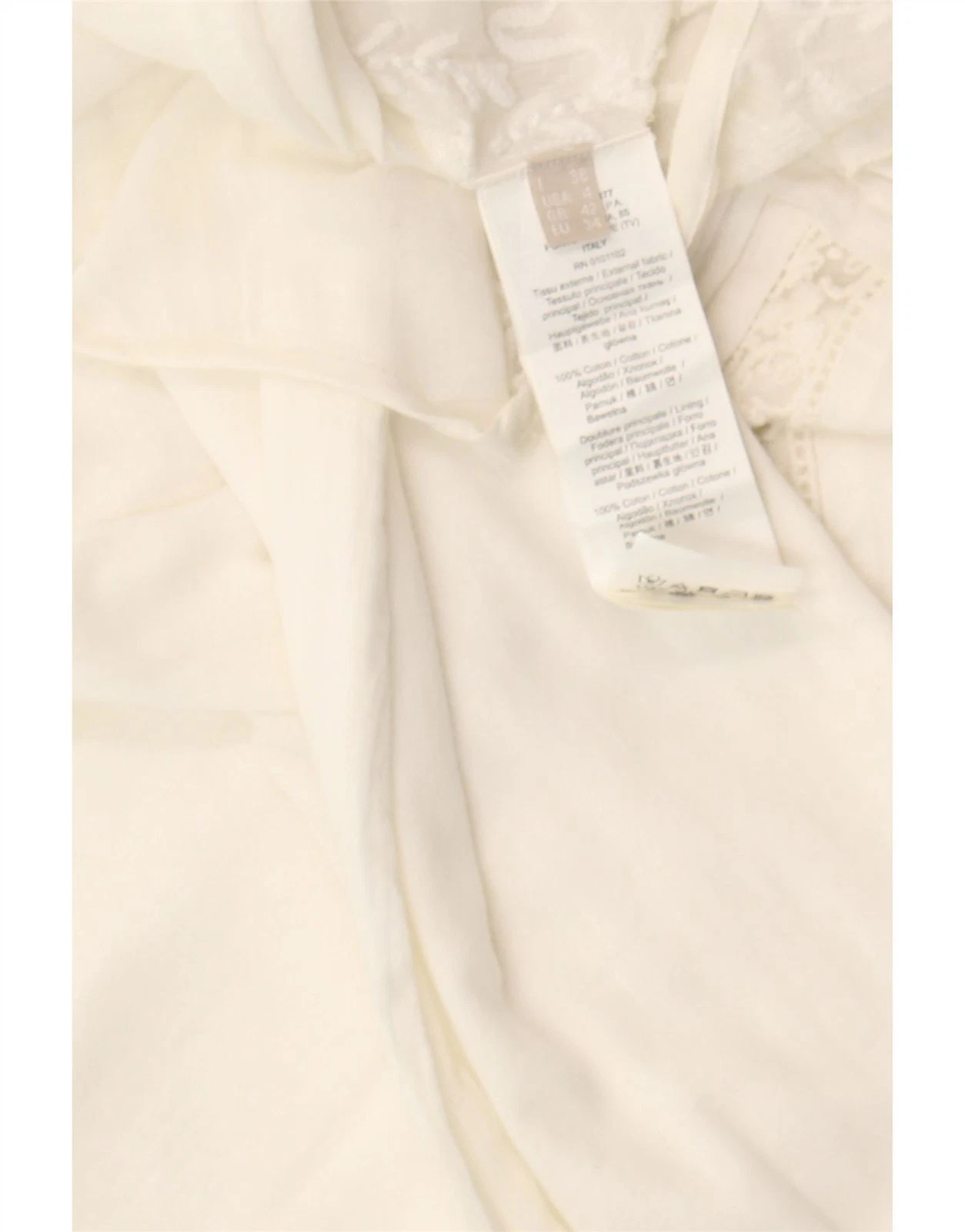 OFF WHITE Maxi abito donna STEFANEL manica 3 4 IT 42 bianco sporco medio cotone floreale BE11