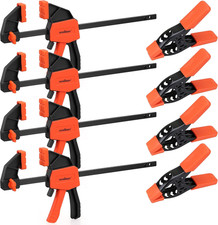 Bar Clamp Set 8Pc 6" Bar 4" Spring Clamps 75lb Woodworking Kit