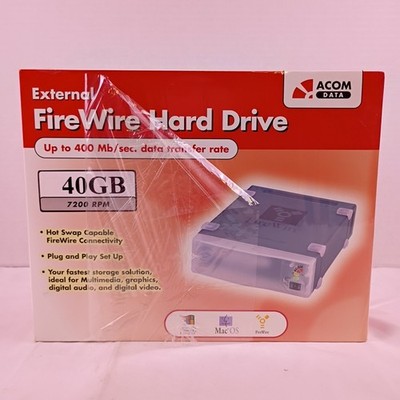 Acom Data External FireWire Hard Drive 400MB 40GB 7200 RPM Open Box 