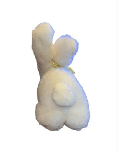 Vintage Eden White Bunny Rabbit Rattle Baby Plush Toy Yellow Ribbon - Picture 3 of 6
