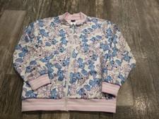 Disney Stitch Girls Full Zip Fleece Jacket All-Over Print Pink/Blue/White 14L