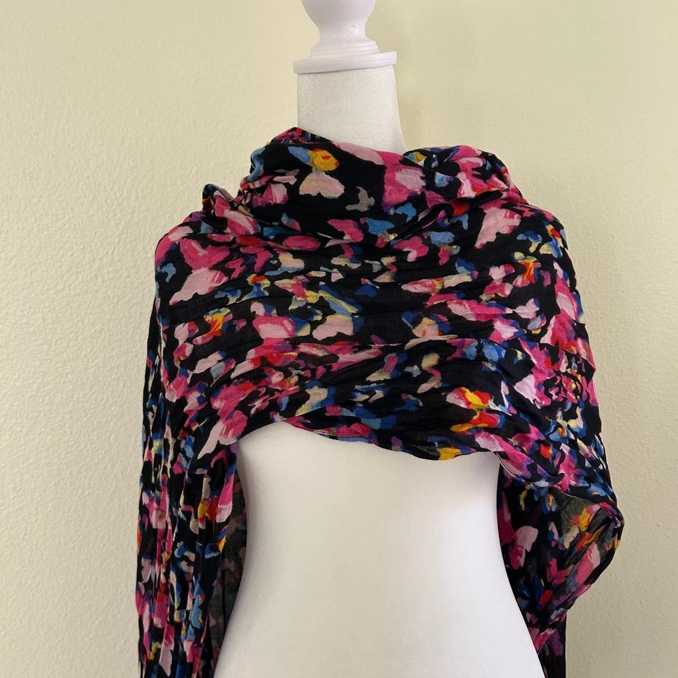 Stella & Dot Scarf Black Multicolor Butterfly Shawl Wrap Winter Accessories - Image 3 of 4