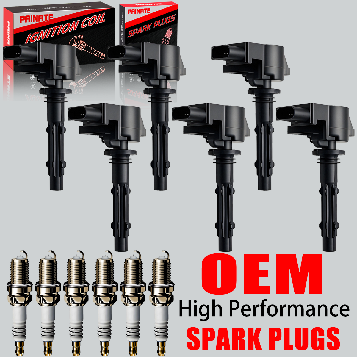 6X Brand OEM Ignition Coil & 6X Iridium Spark Plug For Mercedes-Benz C300 UF535