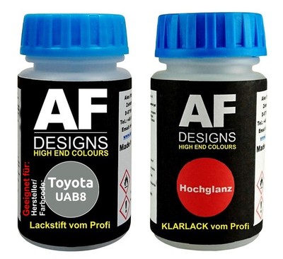 Lackstift für Toyota UAB8 Gray Metallic + Klarlack je 50ml Autolack Basislack SE