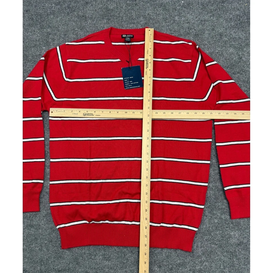 Suéter Jordan Craig Vintage Y2K Rojo Rayas Cuello en V XL Nuevo con Etiquetas Algodón Foto 4 de 4