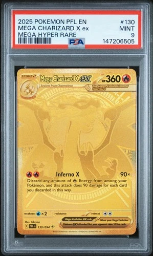 2025 POKEMON PHANTASMAL FLAMES MEGA HYPER RARE #130 MEGA CHARIZARD X EX PSA 9