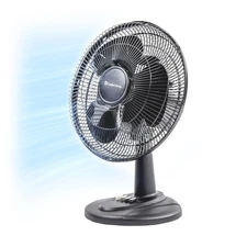 Comfort Zone 12 Inch Oscillating Table Fan with 3 Speed Control for Home Office