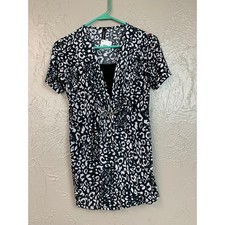 Jason Maxwell Women's Black White Animal Print Top Blouse Size Small USA Made