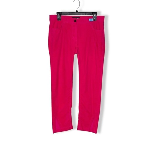 Ann Demeulemeester, Ann Demeulemeester Hot Pink Crop Pants Size 38 Brushed Fabric Darted Hem