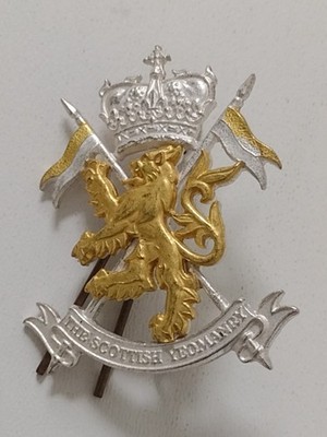 Scottish Yeomanry Cap Badge QC EIIR Issue Gilt 2Lugs 2Parts Joined F & S Vintage
