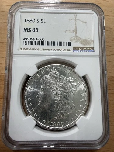 ⭐️1880-S Morgan Silver Dollar NGC MS63 ⭐️