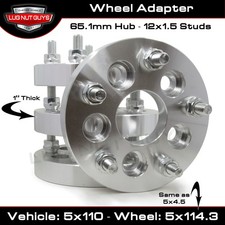 4 Wheel Adapters Converts 5x110 To 5x4.5 1 Inch 5 Lug Spacers