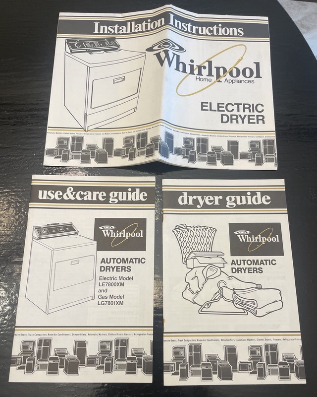 WHIRLPOOL  Dryer 1984 Model Guide & Installation VINTAGE