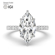 Marquise Diamond Engagement Ring 18k White Gold Labgrown 2.35 Ct Solitaire