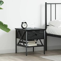 Nachttisch Mit Schubladen Schwarz Eichen-Optik 40 X 42 X 45 Cm