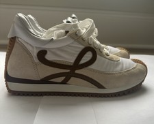 Loewe New In Box Flow 2.0 Runner Suede and Leather Sneakers White/Brown Size 38