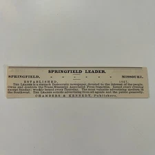 Springfield Chambers & Kennedy Democratic Newspaper MO 1890 Newspaper Ad SAI9-M4