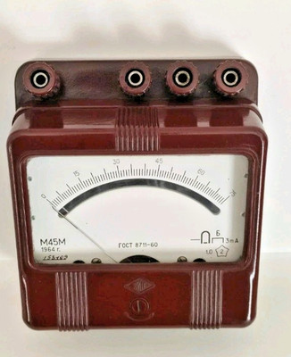 Vintage   percent Original Ammeter for measuring current. Bakelite case.USSR