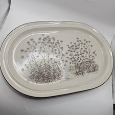 Vtg Noritake Stoneware Desert Flowers #8341 Large 14” Oval Serving Platter Vtg