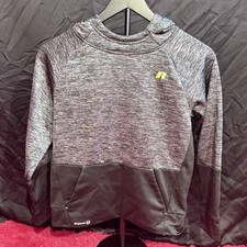 Russell Athletic Dri Power Hoodie Kids Size L 10/12 Grey/black Neon Yellow