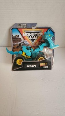 Monster Jam Truck Dirt Squad - SCOOPZ 1/64 Spin Master Aqua Blue 2022 BAD CARD