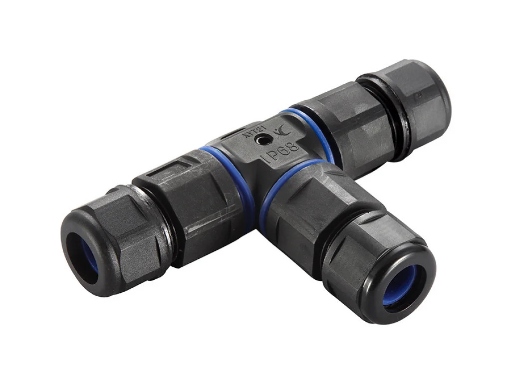 Inline Junction Black Waterproof Cable Tee Connector IP68 Saxby 90132