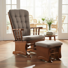 Glider Chair Set w Ottoman w Cushion Rocking Chair for Nursing Relaxing US