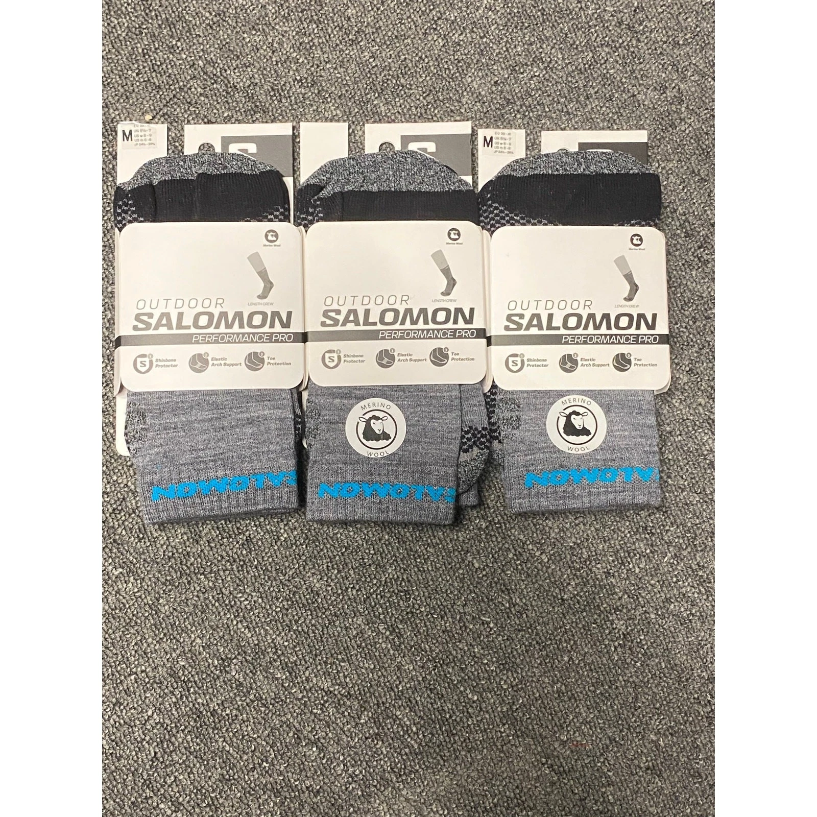 Salomon Outdoor Performance Pro Socks Grey/Black M Size 5.5-7 RRP £13