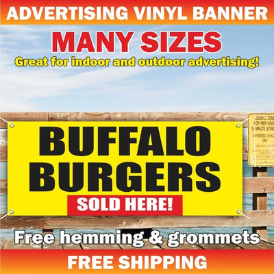 #ad #ad BUFFALO BURGERS Advertising Banner Vinyl Mesh Sign Cheesecake Food Restaurant $249.95