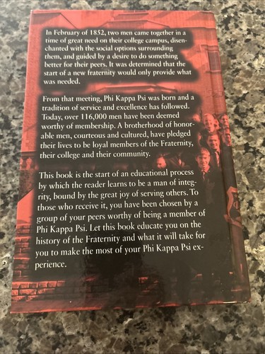 Phi Kappa Psi The Manual 2013 18th Edition HC Fraternity USA EUC Rare - Imagen 6 de 6