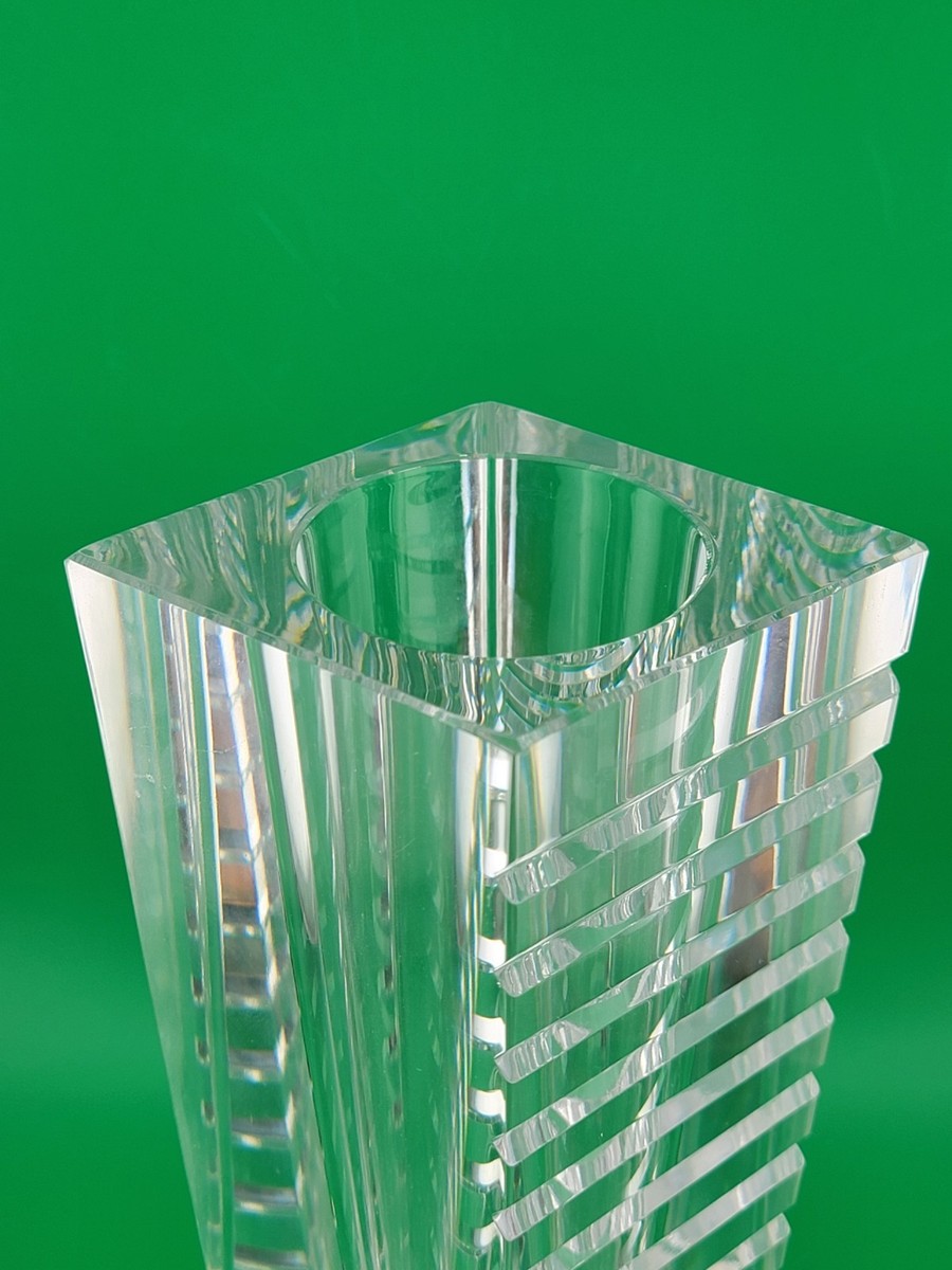 Sweden Orrefosのクリスタルガラスの置き物 Rare Orrefors Sweden Clear Crystal MODERN FLOWER HORIZON VA Jan
