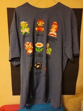Super Marios Brothers 2XL Mens T Shirt Gray Graphic Short Sleeve Stretch Casual
