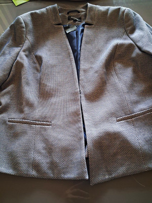 Bexleys Woman Damen Daunenjacke Kurz Gr. 46 Grau/Blau Acryl-Mix Kragen