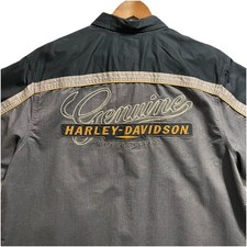 Harley Davidson Mechanic Camp Shirt Button Up Embroidered Mens 2XL Motorcycle