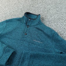 Eddie Bauer Sweatshirt Mens S Blue Fleece Snap Mock Neck Pullover Outdoor Hiking