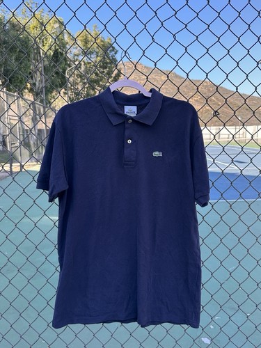 Lacoste Navy Blue Short Sleeve Polo Shirt Mens Size 7 Reg Fit Croc Logo