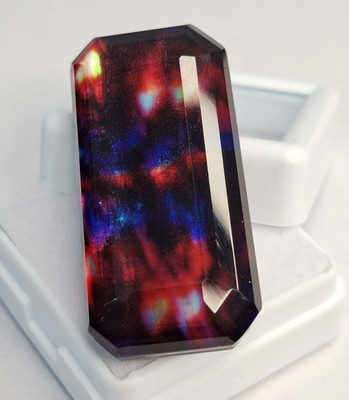 Ammolite Opal-Like Organic Emerald Cut 49-51 Carat Natural Loose Gemstone RK857