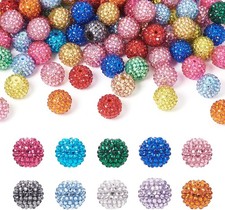 100 Pcs 20mm Pave Disco Ball Beads for Jewelry Making - Mixed Colors