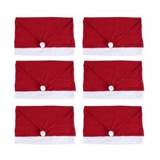 6 Pcs Christmas Chair Covers Santa Hat Chair Covers for Dining Room Holiday7114