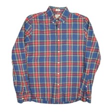 J.Crew Secret Wash Organic Cotton Blue Red Plaid Shirt M Slim Fit Mauritius