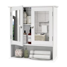 Medicine Cabinet, Medicine Cabinets for Bathroom with Mirror 2 Doors 3 Open S...