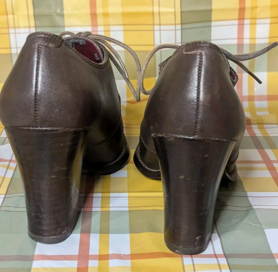 Sam & Libby Shoes Brown Leather Oxfords Heels Size 6.5 School Girl Victorian - Image 3 of 4